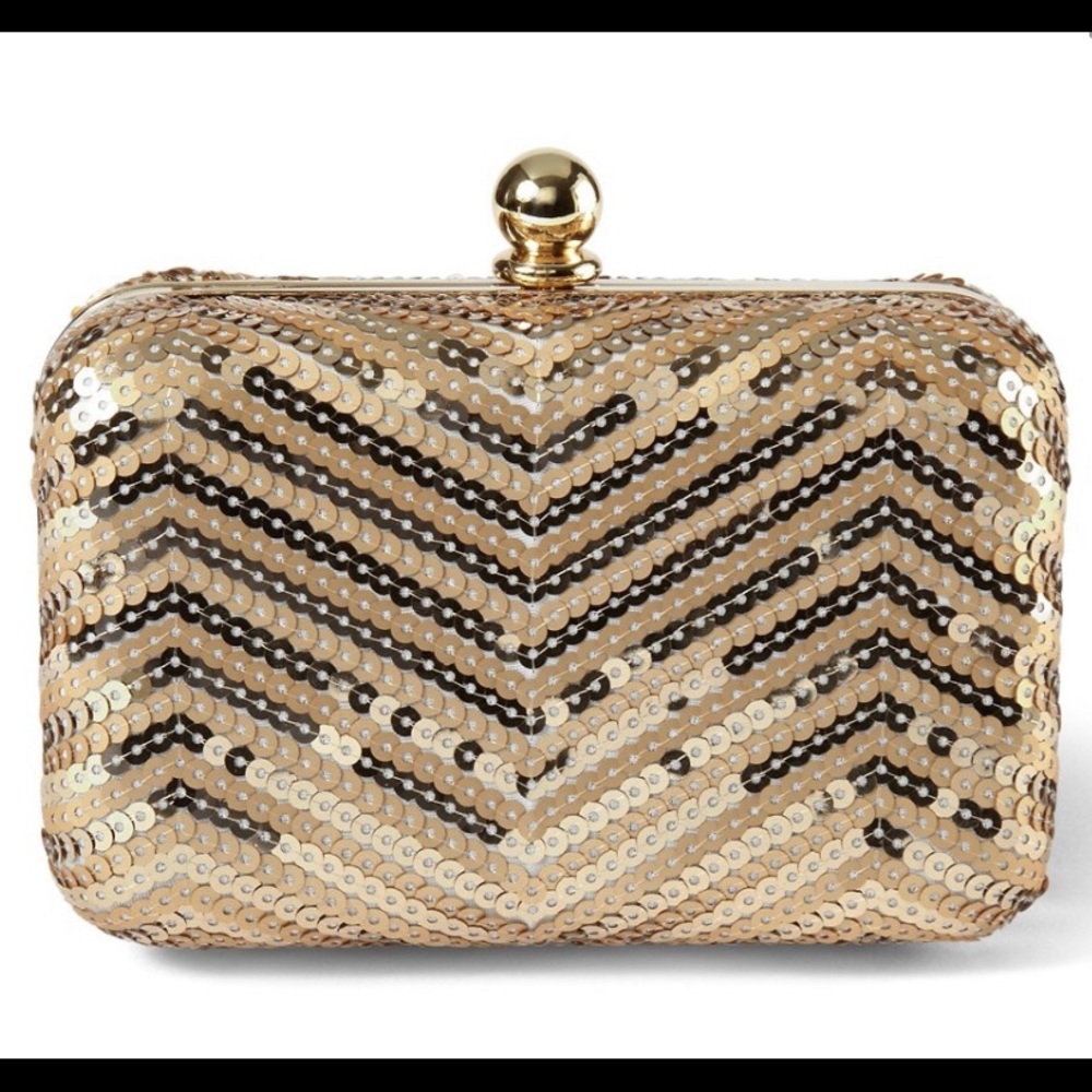 white house black market sequin gold Box bag